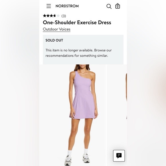 NWT Outdoor Voices SOLD OUT One Shoulder Dress Built in Shorts Lavender Size L - Picture 5 of 13
